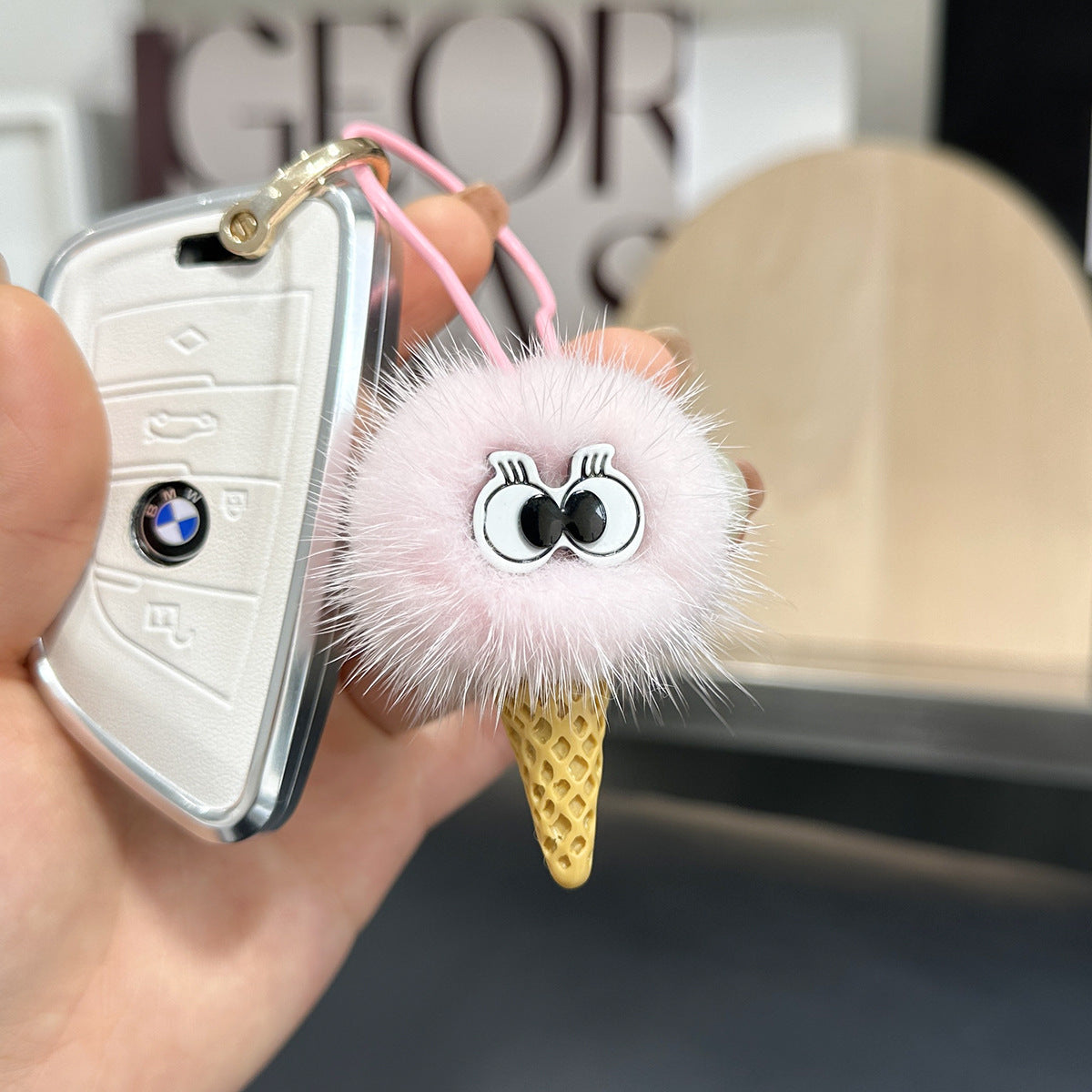 Wholesale Briquette Ice Cream Plush Keychain